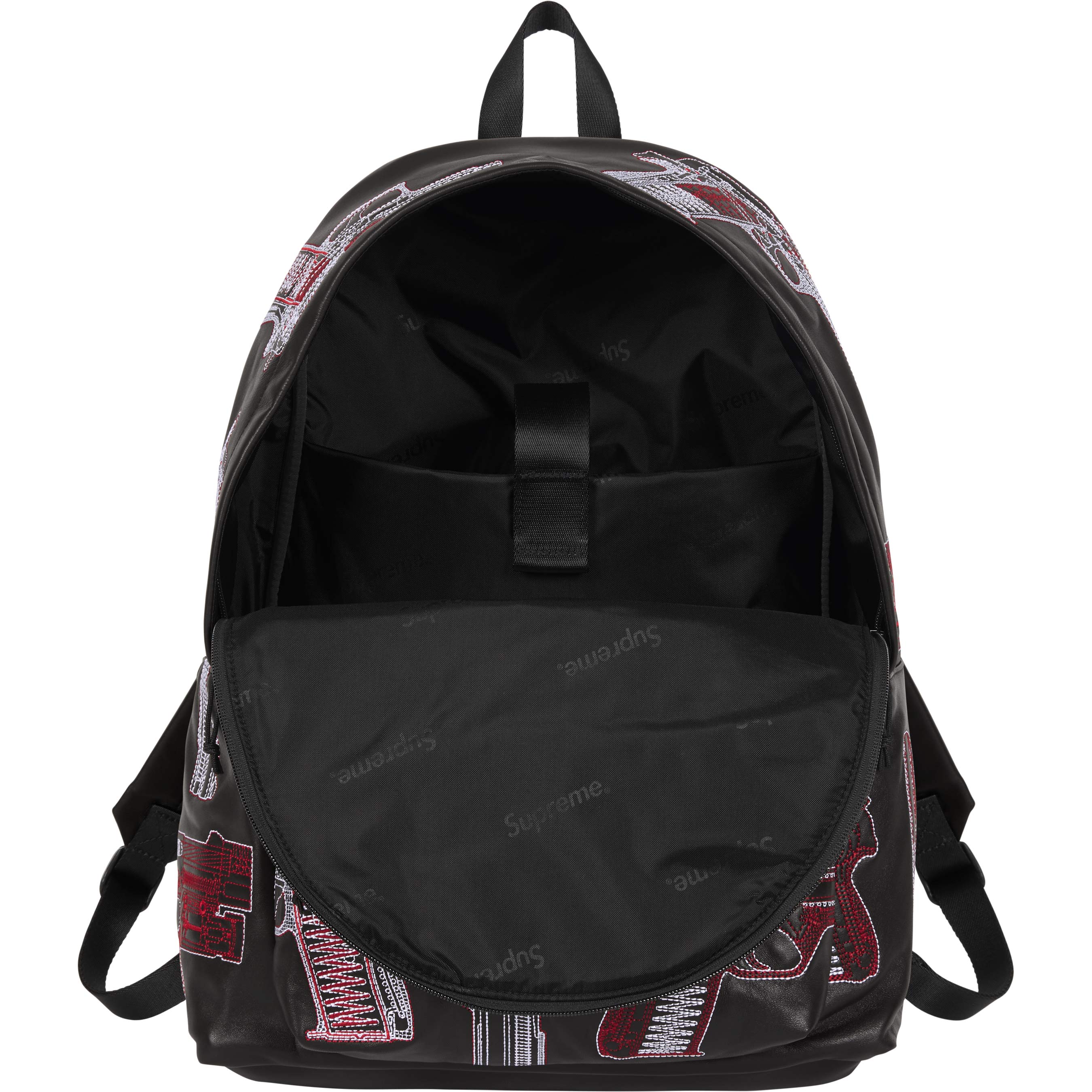 Guns Embroidered Leather Backpack view 8